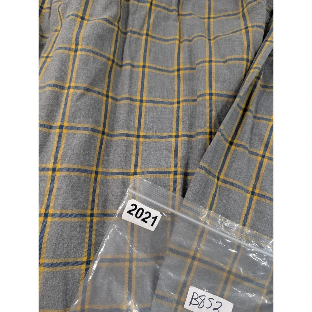 Banana Republic Shirt Mens Medium Gold Blue Gray Plaid Cotton Long Sleeve